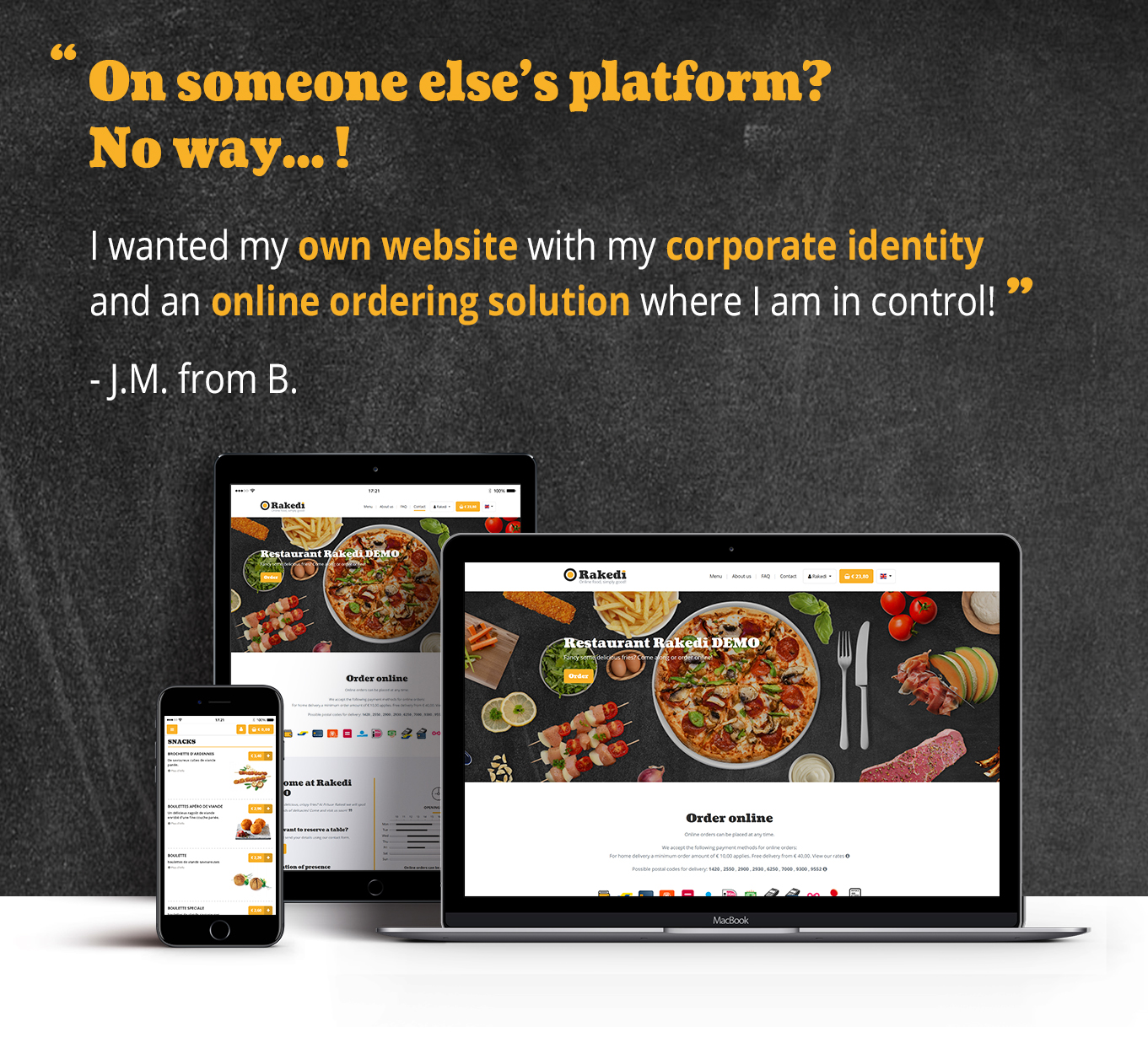 Website with online ordering platform